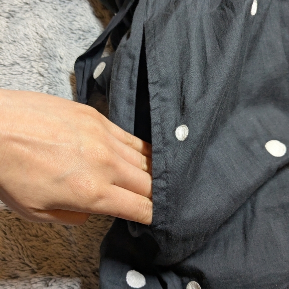 Banjanan Sara Black Midi Dress Polka Dot Short Sleeve Small Pockets - Picture 7 of 9